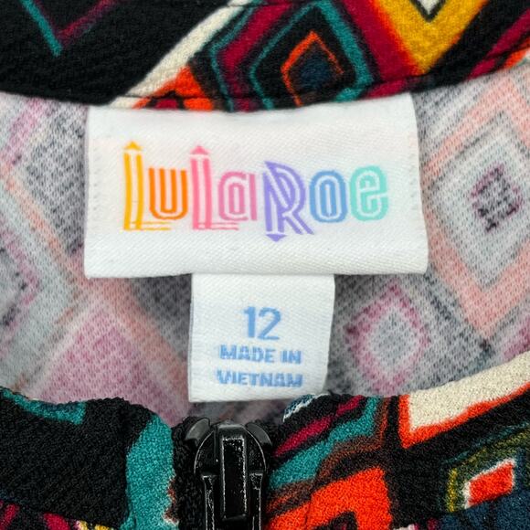 Lularoe Monroe Zip Front Jacket Girls Size 12 Geometric Southwest Print - Picture 6 of 7